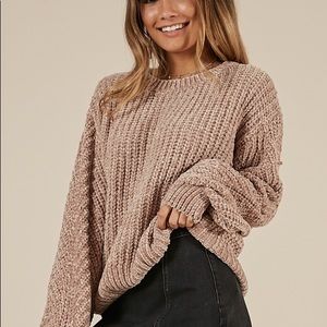 Bad At Surprises velvet knit sweater in beige
